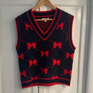 THML Black and Red V-Neck Sweater Vest